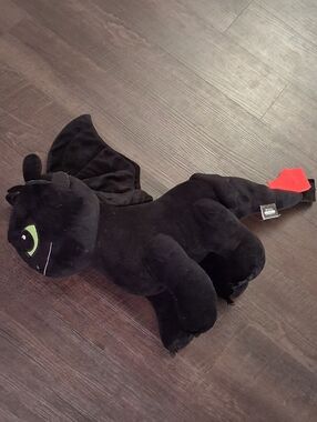Large Size DreamWorks Black Dragon Plush with Red Tail Accent